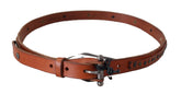 Scervino Street Brown Genuine Leather Rustic Silver Buckle Belt